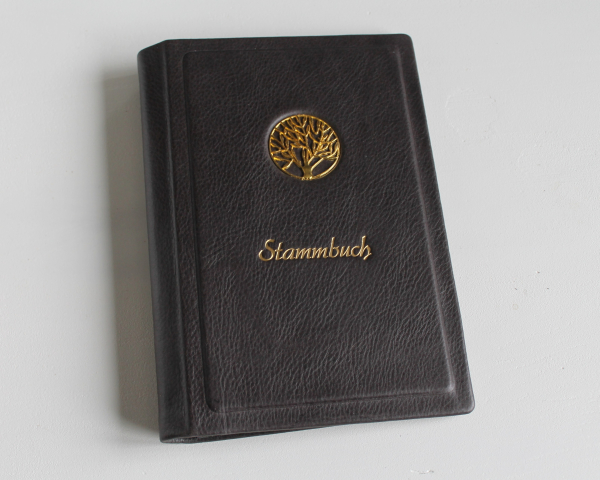 Stammbuch GOLDENE LEBENSBAUM aus schwarzem Nappaleder